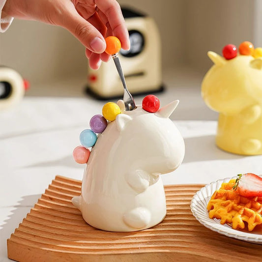 🦄✨ Unleash the Magic of Snacking! The Unicorn Ceramic Fruit Fork Set ✨🦄