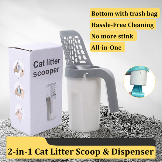 2-in-1 Cat Litter Scoop & Dispenser | All-in-One, Hassle-Free Cleaning