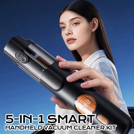 🛒 50% OFF HOT SALE! ✨ 5-in-1 Smart Handheld Vacuum Cleaner - 15KPA Power & 4 Attachments for Car/Home Deep Cleaning 🚗🏠