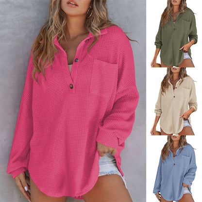 🔥 50% off ✨ 2025 New Women's Oversized Solid Waffle Knit Shirt Jacket
